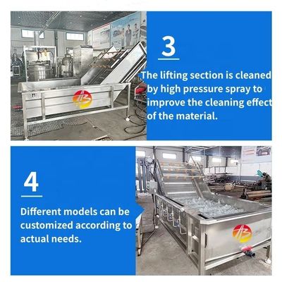 Machine à laver les légumes et les aliments industriels avec une capacité de 600 kg et un système à bulles d'air